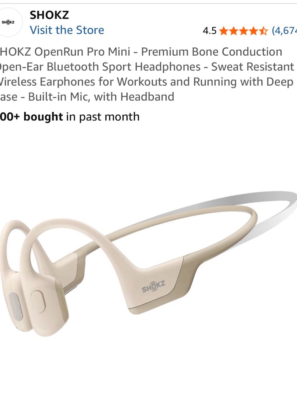 OpenRun Pro Mini Bone Conduction Headphones — Beige